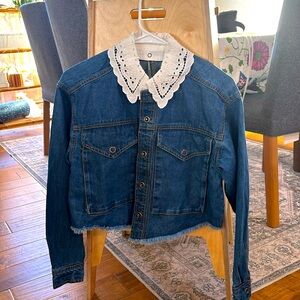 Anthropologie utility removable eyelet collar denim jacket NWT